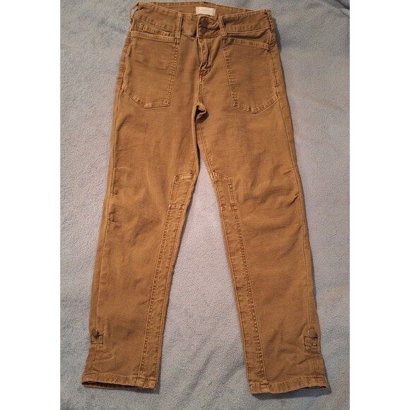 Altar'd State Women Brown Denim Cargo Straight Button-Roll-Up-Leg Size 27 - Picture 1 of 16